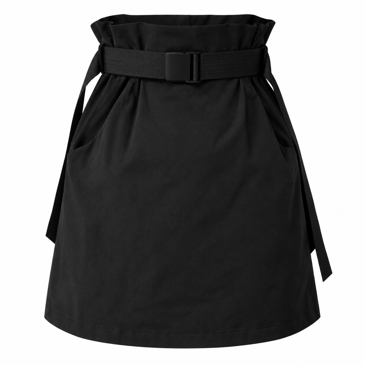 Women’s Black High-Waisted Utility Cargo Mini Skirt with Belt & Buckle